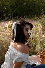 Load image into Gallery viewer, Black and White Striped Hair Scarf