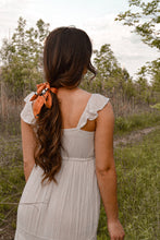 Load image into Gallery viewer, Silky Rust Floral Hair Scarf