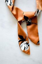 Load image into Gallery viewer, Silky Rust Floral Hair Scarf