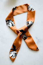 Load image into Gallery viewer, Silky Rust Floral Hair Scarf