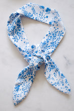 Load image into Gallery viewer, Blue and White Foliage Floral Hair Scarf