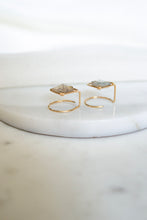 Load image into Gallery viewer, Faceted Rhombus Labradorite Ear Threaders