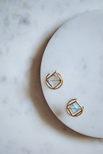 Load image into Gallery viewer, Faceted Rhombus Labradorite Ear Threaders