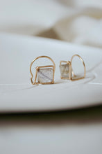 Load image into Gallery viewer, Faceted Rhombus Labradorite Ear Threaders