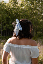 Load image into Gallery viewer, Blue and White Foliage Floral Hair Scarf