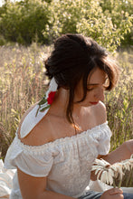 Load image into Gallery viewer, Red and White Floral Hair Scarf