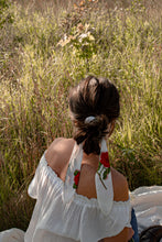 Load image into Gallery viewer, Red and White Floral Hair Scarf