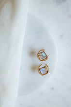 Load image into Gallery viewer, Faceted Rhombus Labradorite Ear Threaders