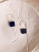 Load image into Gallery viewer, Geometric Lapis Lazuli Drop Earrings