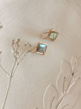 Load image into Gallery viewer, Faceted Geometric Labradorite Drop Earrings