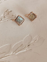 Load image into Gallery viewer, Faceted Geometric Labradorite Drop Earrings