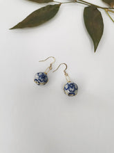 Load image into Gallery viewer, Floral Blue China Earrings