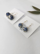 Load image into Gallery viewer, Floral Blue China Earrings