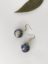 Load image into Gallery viewer, Floral Blue China Earrings