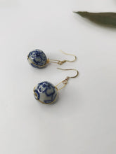 Load image into Gallery viewer, Floral Blue China Earrings
