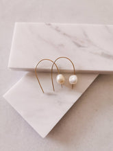 Load image into Gallery viewer, Wish Bone Pearl Drop Earrings