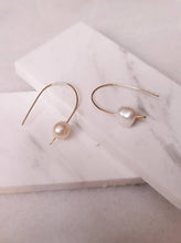 Load image into Gallery viewer, Wish Bone Pearl Drop Earrings