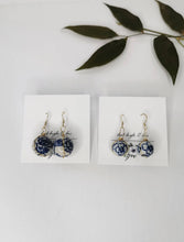 Load image into Gallery viewer, Floral Blue China Earrings