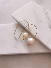 Load image into Gallery viewer, Wish Bone Pearl Drop Earrings