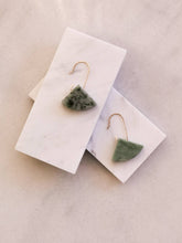 Load image into Gallery viewer, Geometric Green Marble Earrings