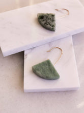 Load image into Gallery viewer, Geometric Green Marble Earrings