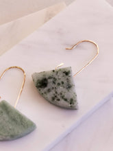 Load image into Gallery viewer, Geometric Green Marble Earrings