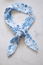 Load image into Gallery viewer, Blue and White Foliage Floral Hair Scarf
