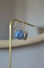 Load image into Gallery viewer, labradorite drop earrings on jewelry display stand

