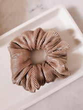 Load image into Gallery viewer, Pleated Metallic Champagne Scrunchie
