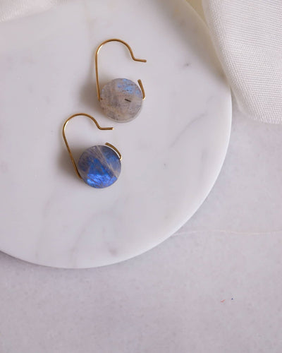 Round blue  Labradorite drop earrings