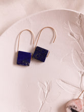 Load image into Gallery viewer, Geometric Lapis Lazuli Drop Earrings
