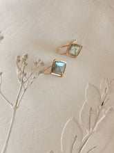 Load image into Gallery viewer, Faceted Geometric Labradorite  Drop Earrings
