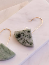Load image into Gallery viewer, Geometric Green Marble Earrings
